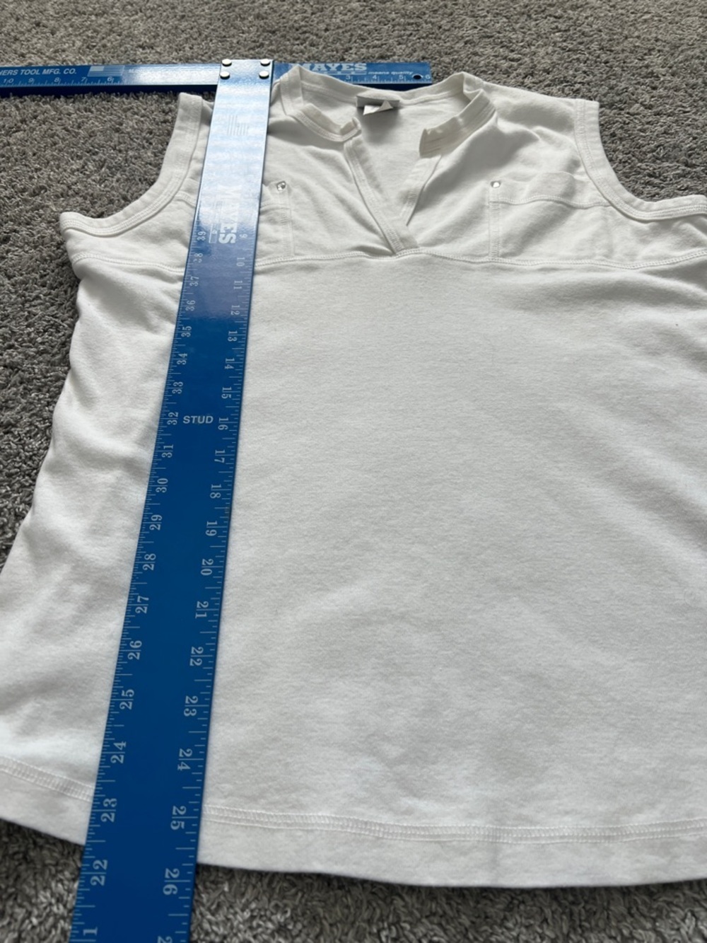 Outlaw White Sleeveless Split-Neck Tank Tee Embellished Chest Pockets - Size 3X - Picture 6 of 7